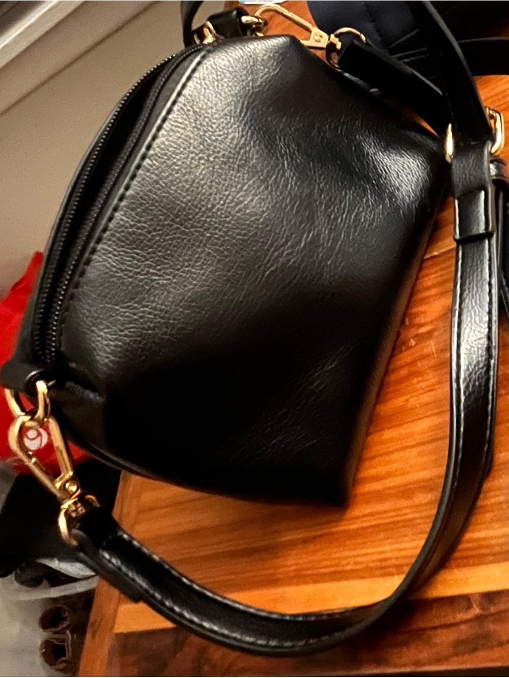 Anthropologie Black Crossbody Bag with Gold Hardware